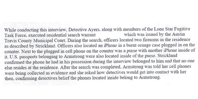 A search warrant in the Mo Wilson murder investigation states that police found "passports" belonging to the suspect, Kaitlin Armstrong, in her purse when they seized her cellphones on May 12.