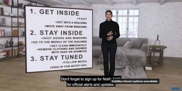 A video PSA from New York City officials details what New Yorkers should do in the event of a nuclear weapon incident.