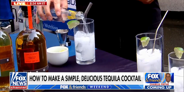 Kristopher DeSoto makes his Hiatus Highball cocktail with tequila, tonic, and lime on top "Fox and Friends weekend."
