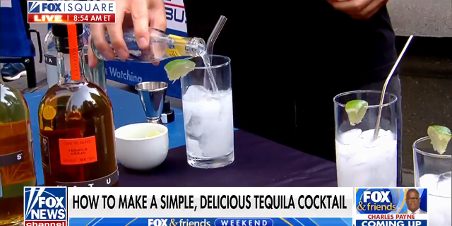 Kristopher DeSoto makes his Hiatus Highball cocktail with tequila, tonic and lime on "Fox and Friends Weekend."