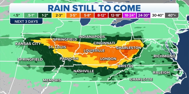 Rain forecast over the Ohio and Mid-Mississippi Valleys