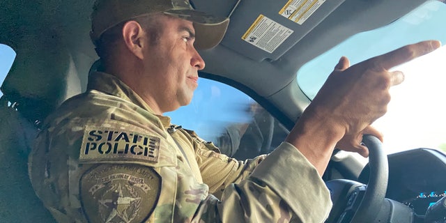 Lt. Chris Olivarez with the Texas Department of Public Safety patrolling the border on Thursday, July 14, 2022.