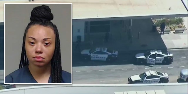 Texas police have identified the woman suspected of opening fire at the Dallas Love Field Airport Monday morning as Portia Odufuwa. She is pictured here in a 2019 booking photo.