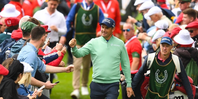 Padraig Harrington, Ireland, walks to the 10th tee during the first day of the JP McManus Pro-Am at Adare Manor Golf Club in Adare, Limerick.