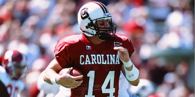 Phil Petty of the South Carolina Gamecocks runs with the ball against the Alabama Crimson Tide in Columbia, South Carolina, on Sept. 29, 2001.