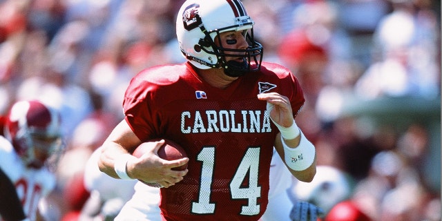 On September 29, 2001, South Carolina Gamecock Philpetty runs with the ball against Alabama Crimson Tide in Columbia, South Carolina.