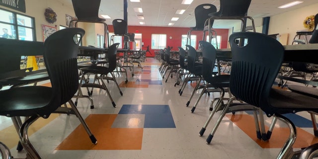 Empty classroom in an elementary school.