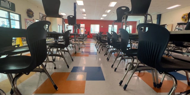 Empty classroom in an elementary school.