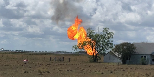 A home near a pipeline explosion in Fort Bend County, Texas