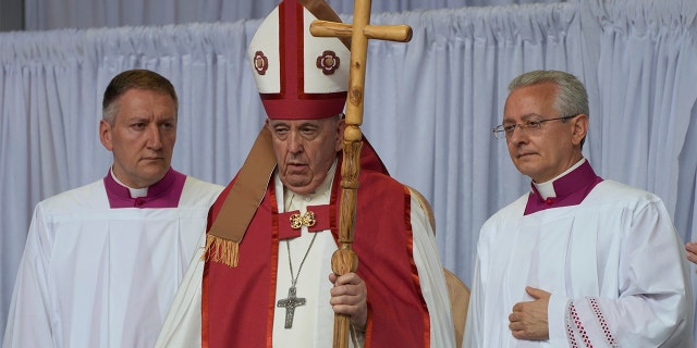 Pope Francis presides at Mass at Commonwealth Stadium in Edmonton, Canada, July 26, 2022. 