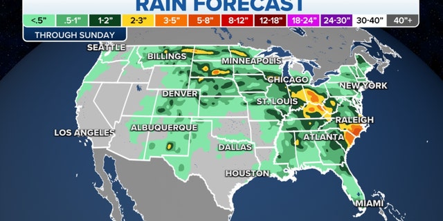 The U.S. rain forecast through Sunday