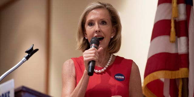 Arizona Republican Gubernatorial Candidate Karin Taylor Robson speaks July 1, 2022 in Tucson, Arizona.