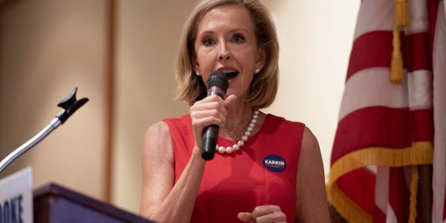 Arizona Republican Gubernatorial Candidate Karin Taylor Robson speaks July 1, 2022 in Tucson, Arizona.