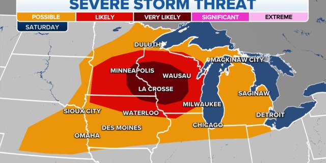 The threat of severe storms in the Midwest on Saturday