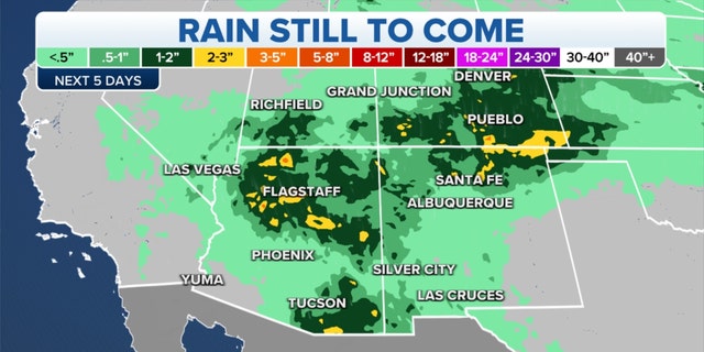 Rain forecast across the Southwest