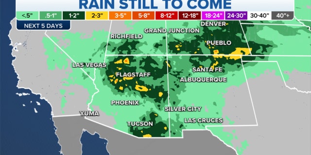 Rain forecast across the Southwest