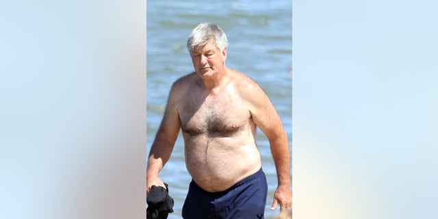 Baldwin went shirtless for the solo adventure in The Hamptons after celebrating 10 years of wedded bliss with wife Hilaria.
