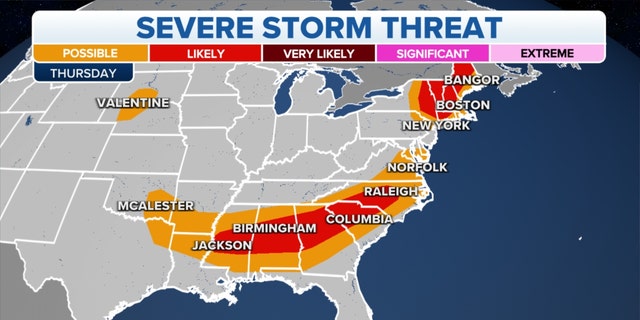 The severe storm threat across the eastern U.S.