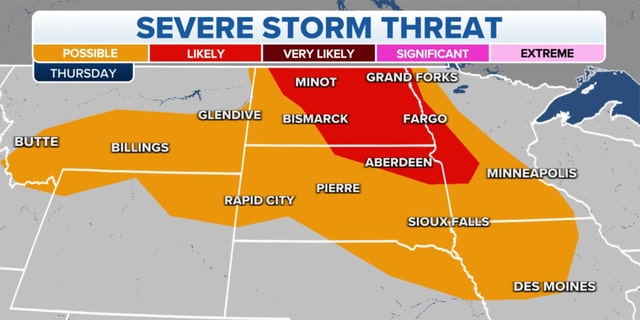 Thursday's threat of severe storms in Midwest, Plains
