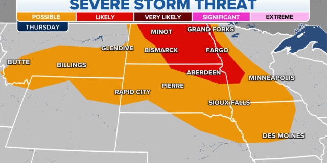 Thursday's threat of severe storms in Midwest, Plains