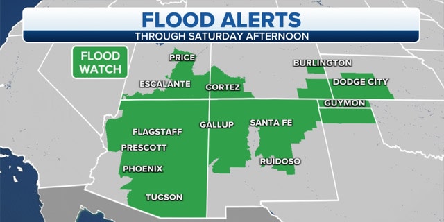 Alertas de inundaciones en el suroeste hasta el sábado por la tarde