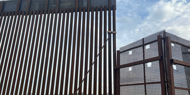 El Paso new and old border walls meet between the U.S. and Mexico.