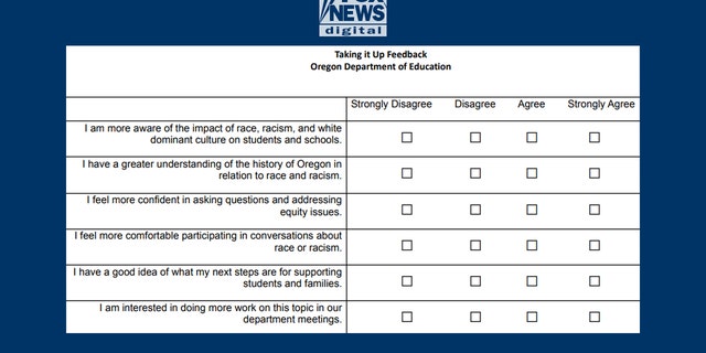 Oregon Department of Education's 'Taking it Up' training taught participants on 'white dominant culture.'