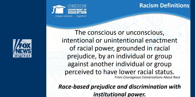 Oregon Department of Education included a new definition of racism that included that which is 'conscious' and 'unconscious.'