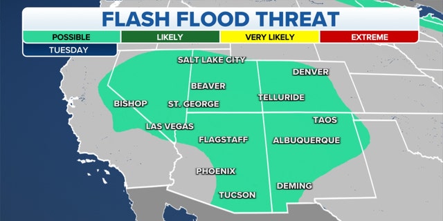 The threat of flash flooding in the Southwest.