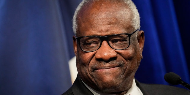 Associate Supreme Court Justice Clarence Thomas speaks at the Heritage Foundation on Oct. 21, 2021, in Washington, D.C. 