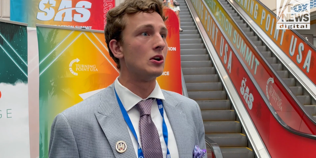 Nathan Koenig of Louisiana speaks with Fox News Digital at the Turning Point USA Student Action Summit in Tampa, Fla.