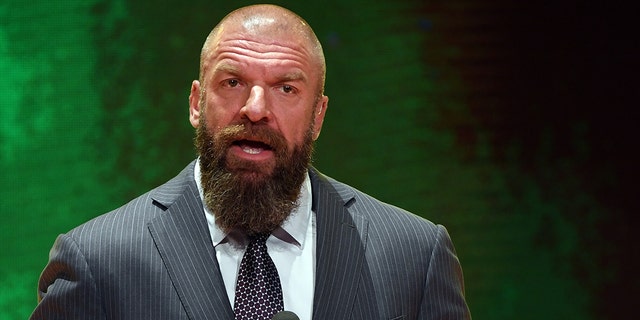 WWE Executive Vice President of Talent, Live Events and Creative Paul "triple h" Levesque speaks at the WWE News Conference at T-Mobile Arena on October 11, 2019 in Las Vegas, Nevada.