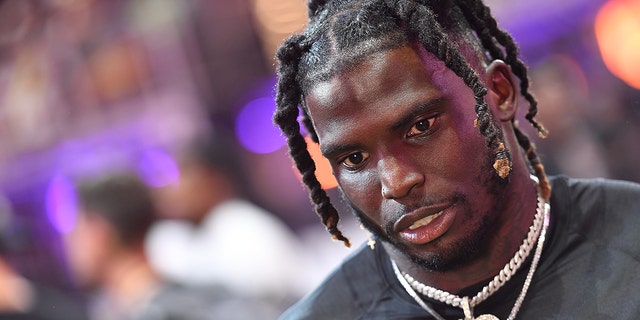 Tyreek Hill of Team Quavo attends 2022 Huncho Day Celebrity Football Game during Fan Controlled Football Season v2.0 - Week Three at Pullman Yards on April 30, 2022 in Atlanta, Georgia.