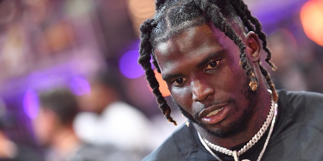 Tyreek Hill of Team Quavo attends 2022 Huncho Day Celebrity Football Game during Fan Controlled Football Season v2.0 - Week Three at Pullman Yards on April 30, 2022 in Atlanta, Georgia.