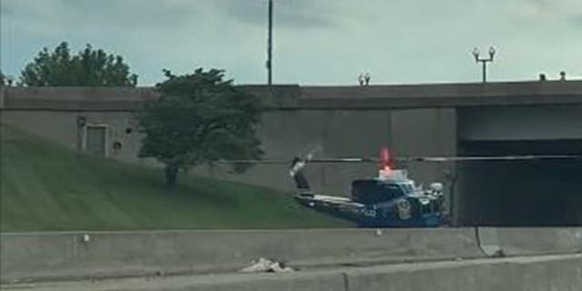 A USPP helicopter responding to an accident. 