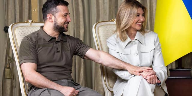 Ukraine's President Zelenskyy, Piers Morgan, host of "Piers Morgan Uncensored" and first lady Olena Zelenskyy