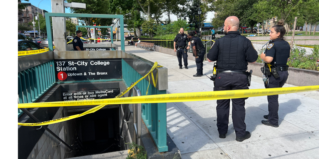 New York City police respond to a crime in progress inside the 137 Street/City College train station.