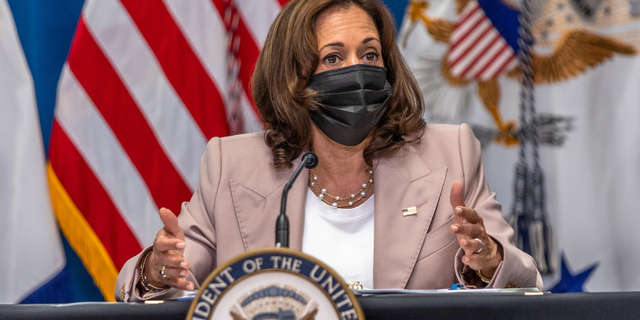 US Vice President Kamala Harris speaks during a meeting with North Carolina state legislators on reproductive rights at the Carole Hoefener Center in Charlotte, North Carolina, US, on Thursday, July 21, 2022. 