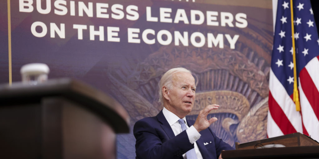President Joe Biden speaks on the economy at the Eisenhower Executive Office Building in Washington, DC, on July 28, 2022.