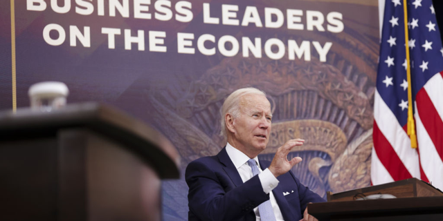 President Joe Biden speaks on the economy at the Eisenhower Executive Office Building in Washington, DC, on July 28, 2022.