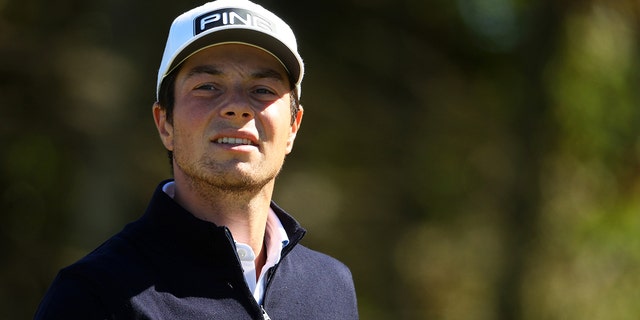 Viktor Hovland of Norway looks on from the 18th during Day One of the Genesis Scottish Open at The Renaissance Club on July 07, 2022 in North Berwick, Scotland.