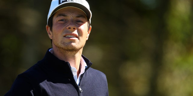 Viktor Hovland of Norway looks on from the 18th during Day One of the Genesis Scottish Open at The Renaissance Club on July 07, 2022 in North Berwick, Scotland.