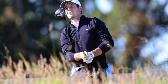 Norway's Viktor Hovland on the 10th tee during day one of the Genesis Scottish Open at The Renaissance Club, North Berwick, Scotland, Thursday, July 7, 2022.
