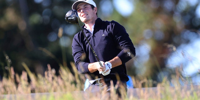 Norway's Viktor Hovland on the 10th tee during day one of the Genesis Scottish Open at The Renaissance Club, North Berwick, Scotland, Thursday, July 7, 2022. 