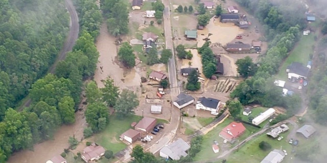 An aerial view of Virginia flooding.