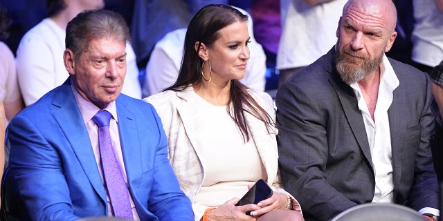 Vince McMahon, Stephanie McMahon and Triple H attend the UFC 276 event at T-Mobile Arena on July 2, 2022 in Las Vegas, Nevada.