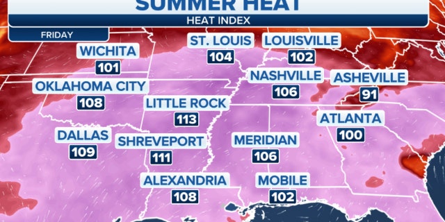 The summer heat index in the South