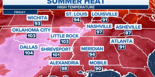 Summer heat across the southern U.S.