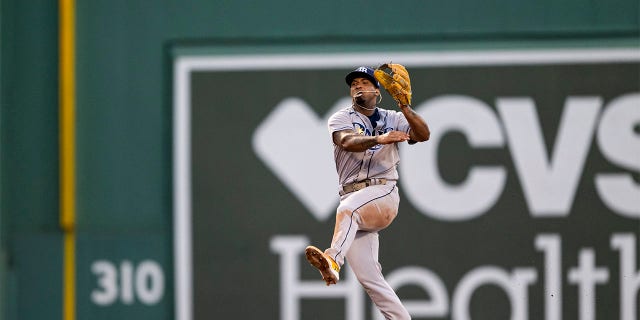 A shot by Wonder Franco of the Tampa Bay Rays during the third inning of a game against the Boston Red Sox on July 6, 2022 at Fenway Park in Boston.