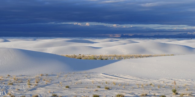 White sand dunes are seen in White Sands National Monument park, known for its rare white sand dunes made of gypsum minerals, near Alamogordo, New Mexico, September 27, 2017.